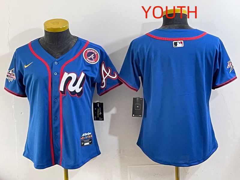 Youth 2025 Atlanta Braves Blank Blue All star Nike MLB Jersey style 01